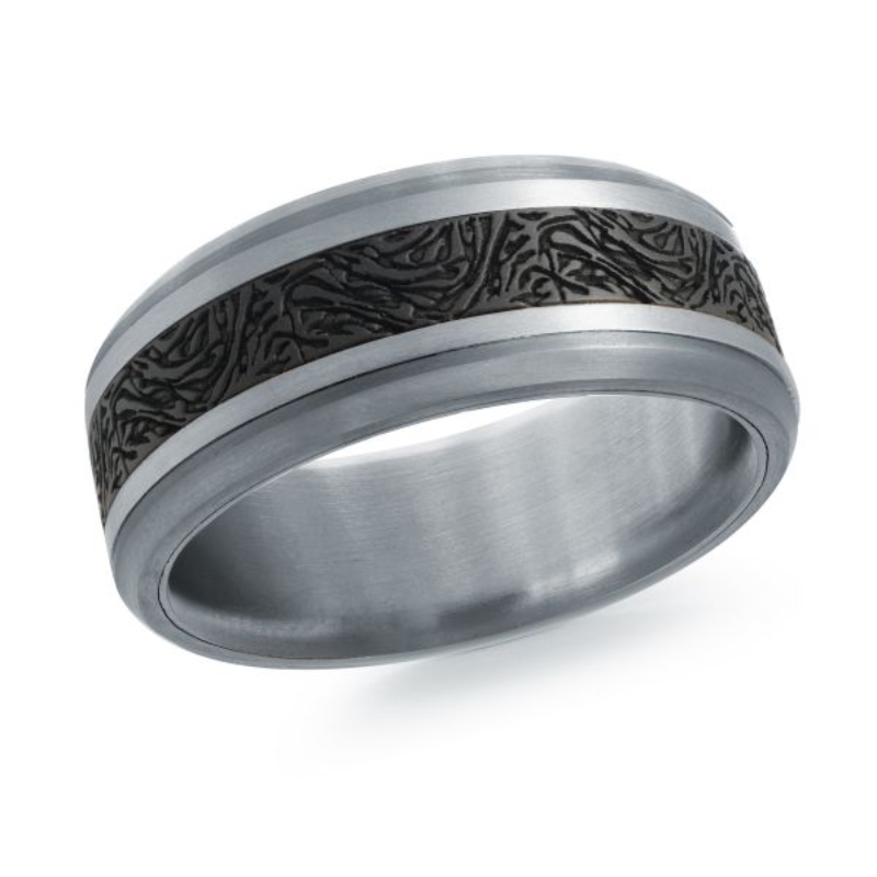 Mardini Carved Center Wedding Band