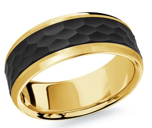 Carbon Fiber and 14K Yellow Gold 8mm Wedding Band Size 10.5