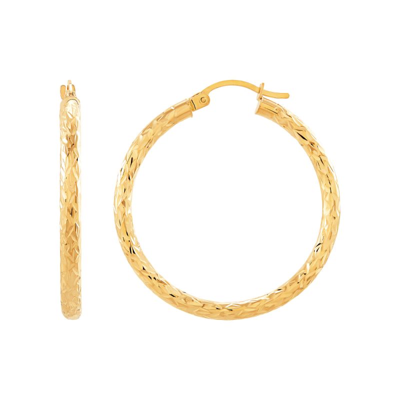 Crystal Cut Tube Hoop Earrings