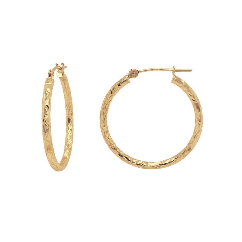 Crystal Cut Tube Hoop Earrings