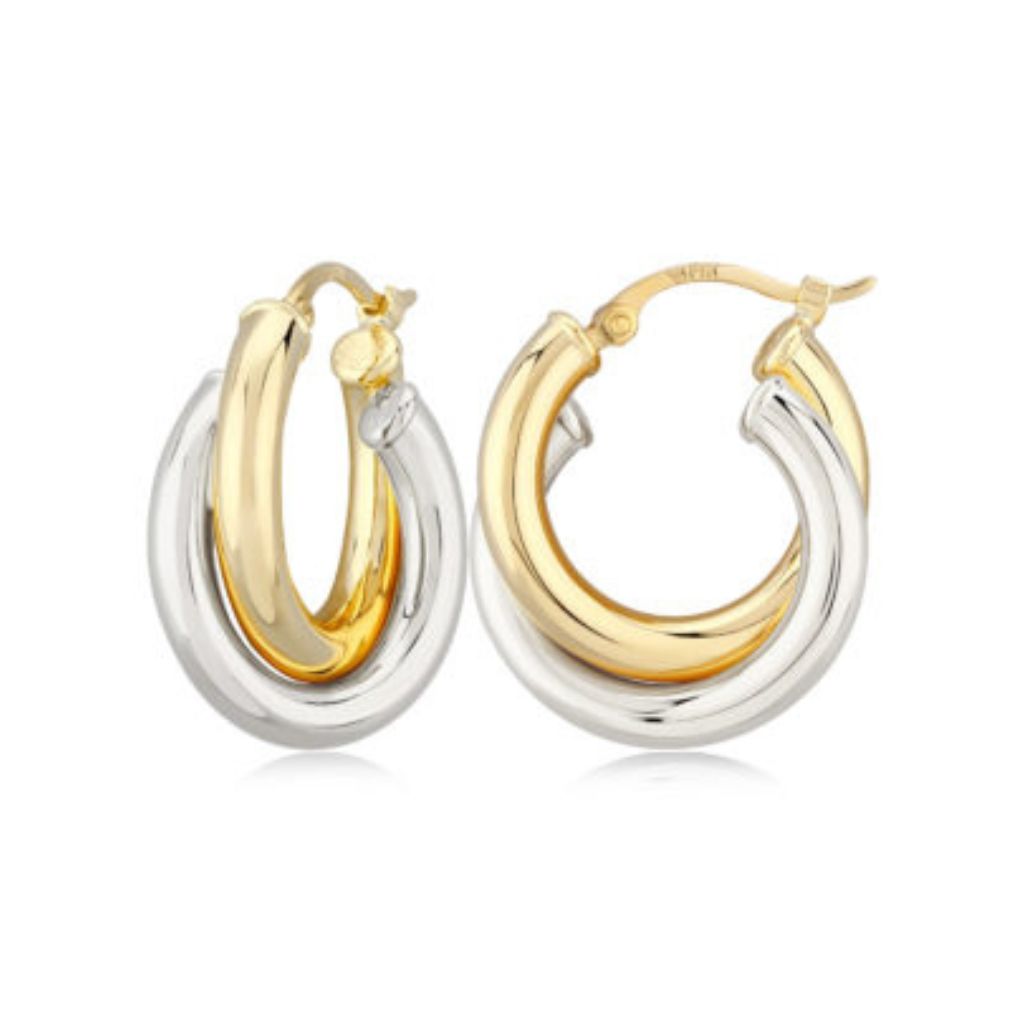 CARLA Double Tube Two-Tone Hoop Earrings