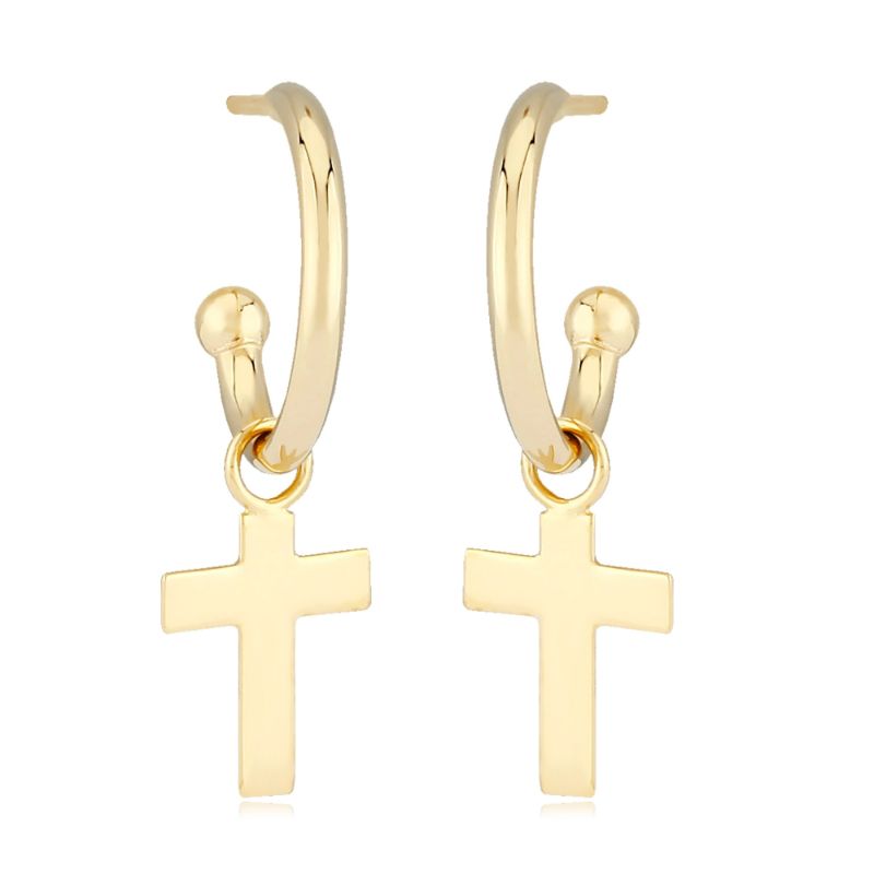 CARLA Cross Charm Hoop Earrings