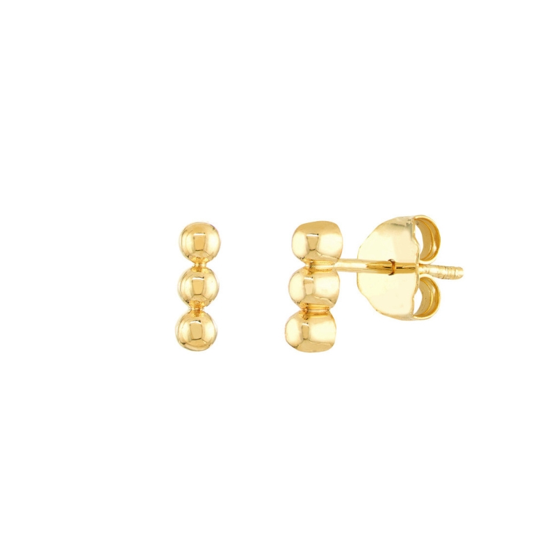 Triple Bead Stud Earrings