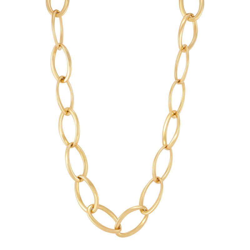 14KY Hollow Oval Link Necklace