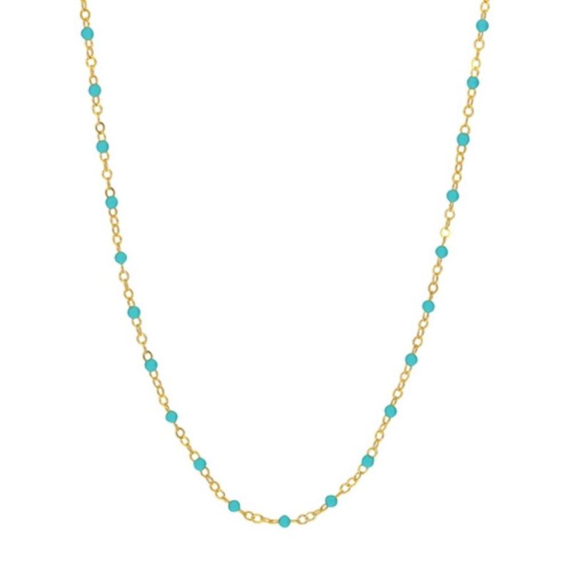 Turquoise Enamel Bead Chain Bracelet