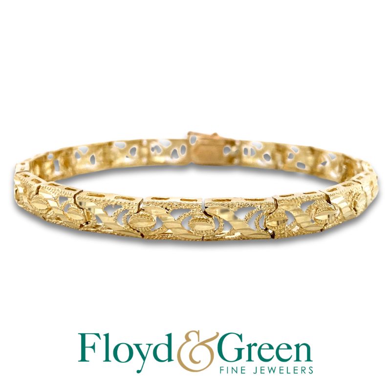 10KY Diamond Cut Link Bracelet, 7.25 inch, 10.5g