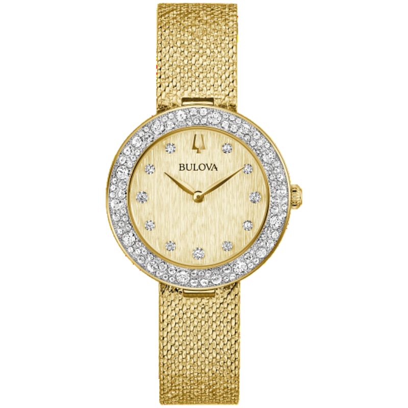 BULOVA Gold Tone Crystal Watch