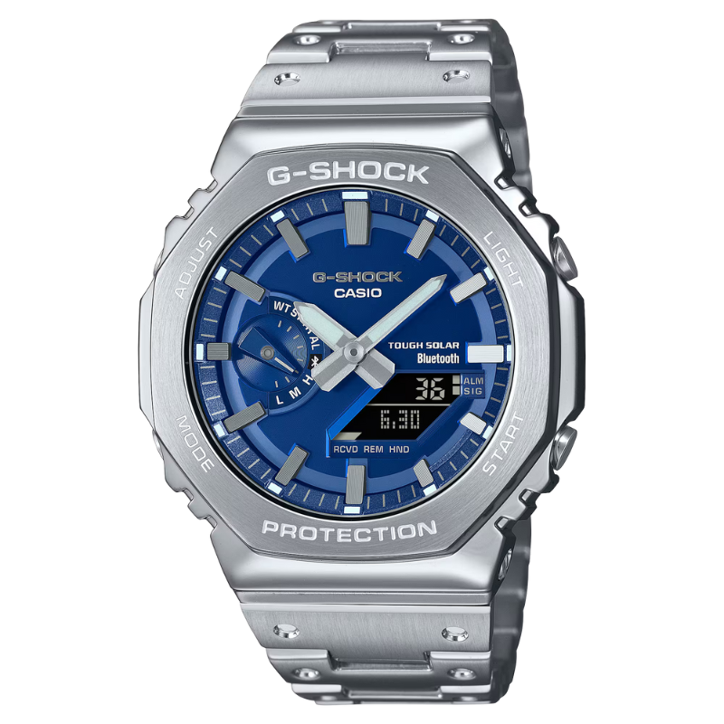 GMB2100AD-2A Full Metal G-Shock, Vibrant Blue Dial, Made in Japan, Water Resistant 200 Meters, Bluetooth, Tough Solar