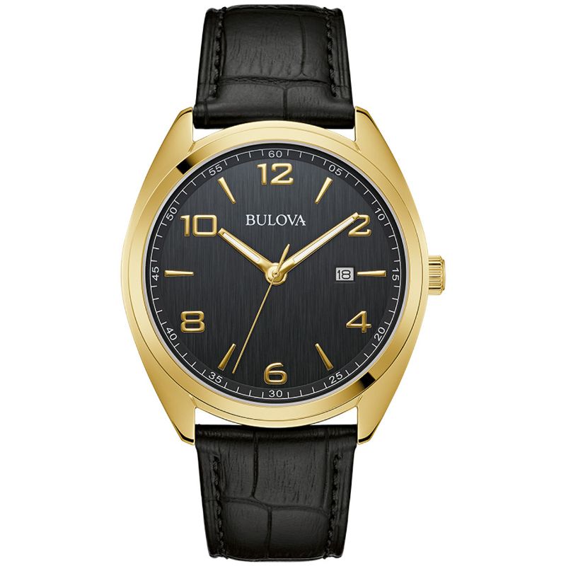 BULOVA Black and Gold Tone Watch