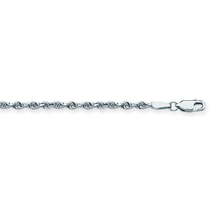 Sterling Silver & Rhodium Diamond Cut Rope Chain