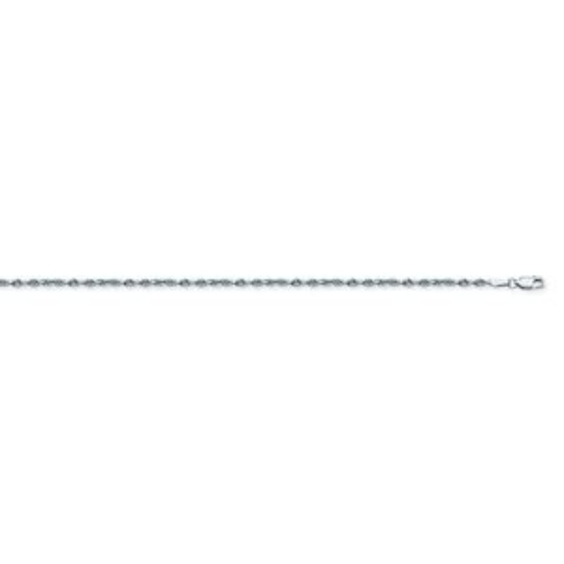 Sterling Silver & Rhodium Diamond Cut Rope Chain