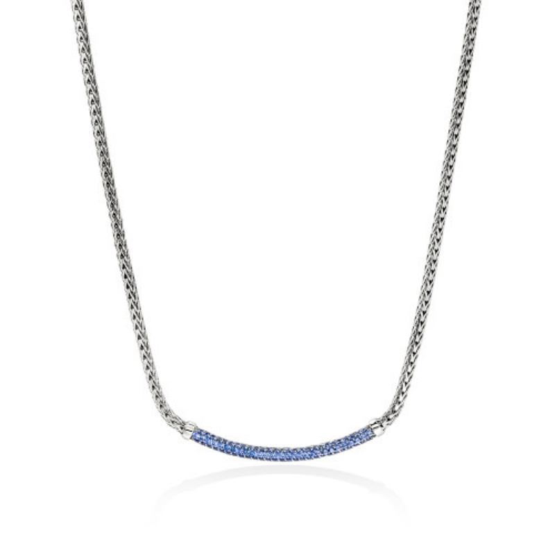 JOHN HARDY Essenttials Pavé Mini Chain Necklace with Blue Sapphires