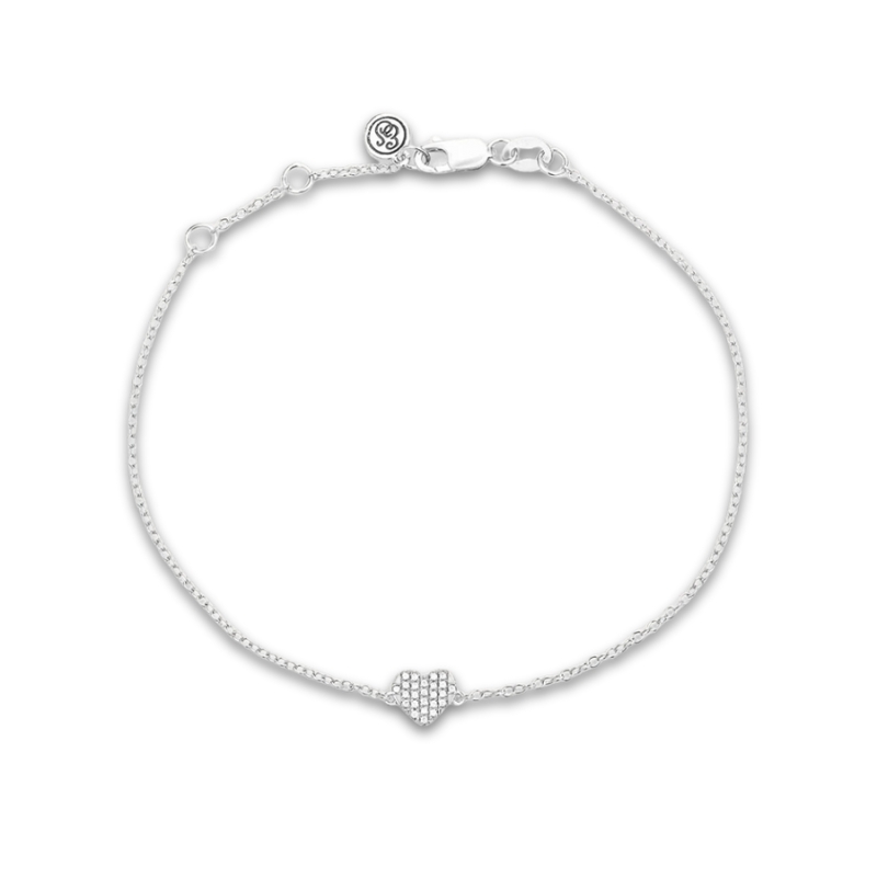 Sterling Silver All Heart Chain Bracelet .05ctw