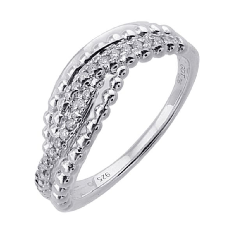 Diamond Beaded Bypass Ring