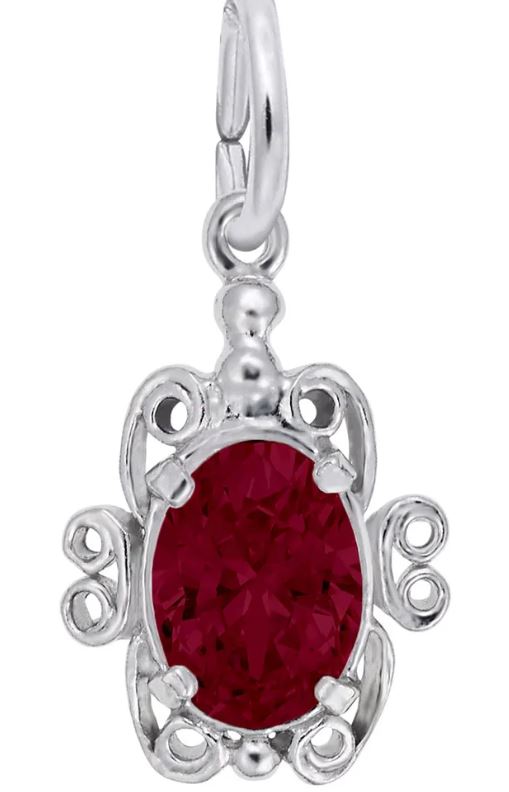 SS January Garnet Birthstone Charm