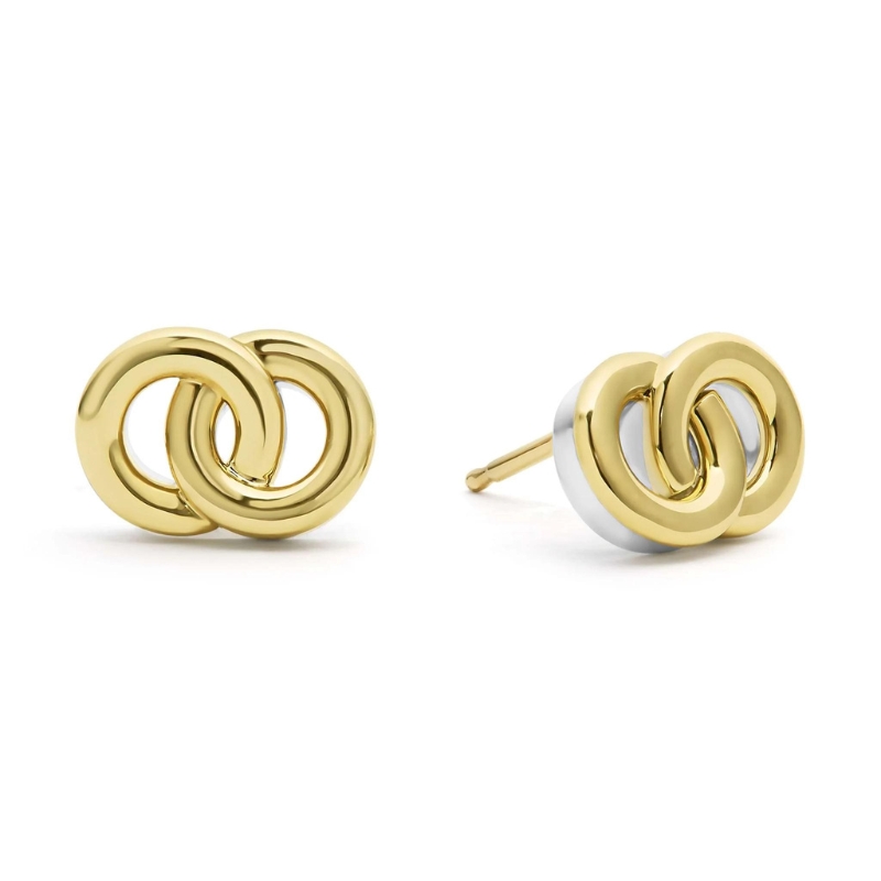 LAGOS Two-Tone Interlocking Stud Earrings