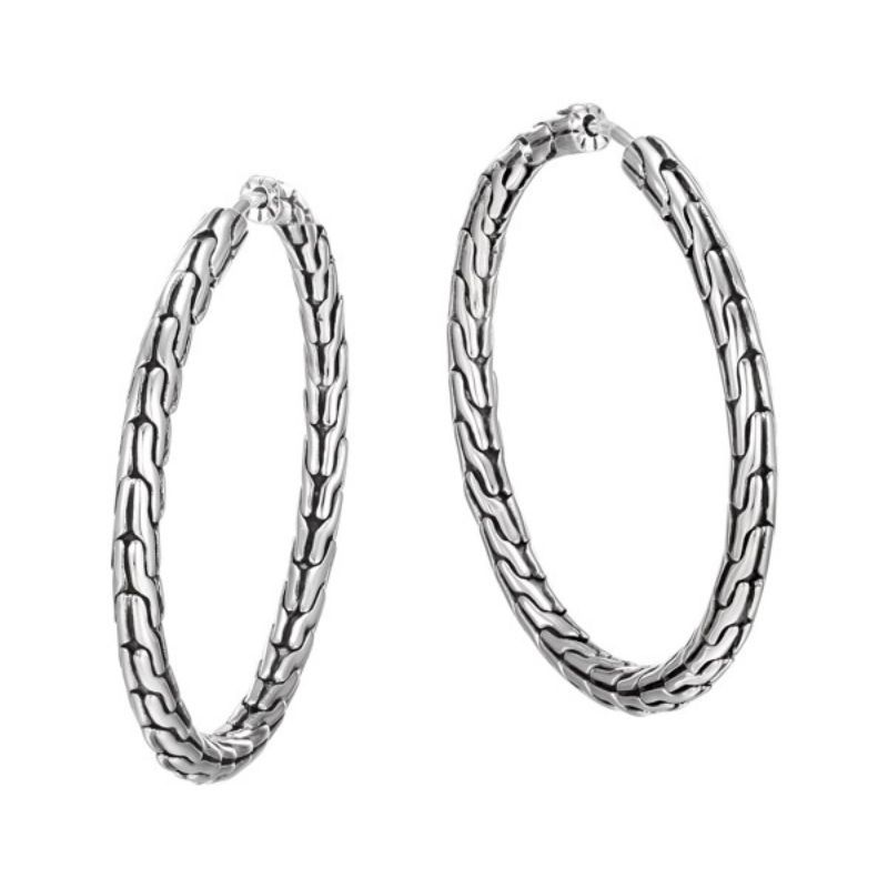 JOHN HARDY Carved Chain Hoop Earrings