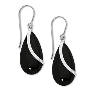 SS 20MM ONYX PS DROP EARRINGS