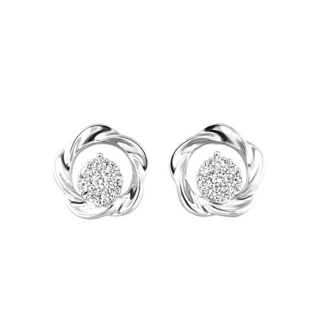 Circle Twist Diamond Stud Earrings