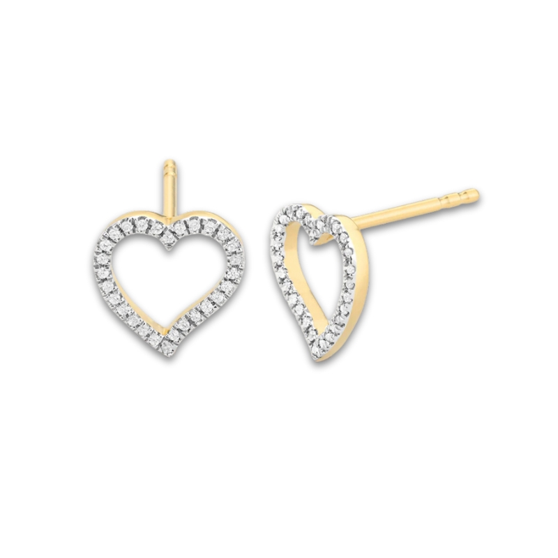 14K Gold Plated Sterling Silver Take Heart Stud Earrings