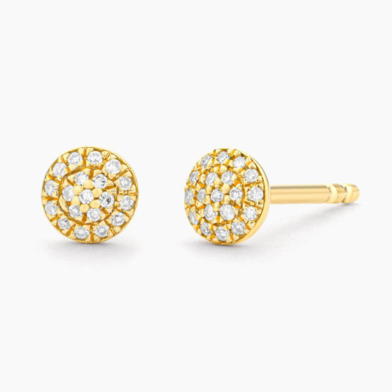 14KY Gold Plated Sterling Silver Dia .05ctw Round Stud Earrings