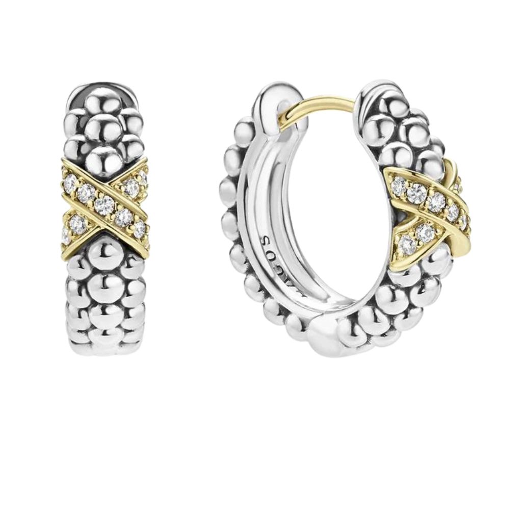 LAGOS Embrace Two-Tone Diamond Huggie Earrings