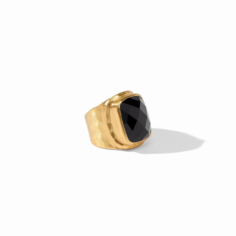 JULIE VOS Tudor Statement Ring w/ Obsidian Black - Size 7