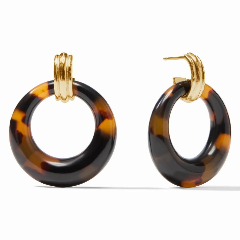 JULIE VOS Madison Tortoiseshell Doorknocker Earrings