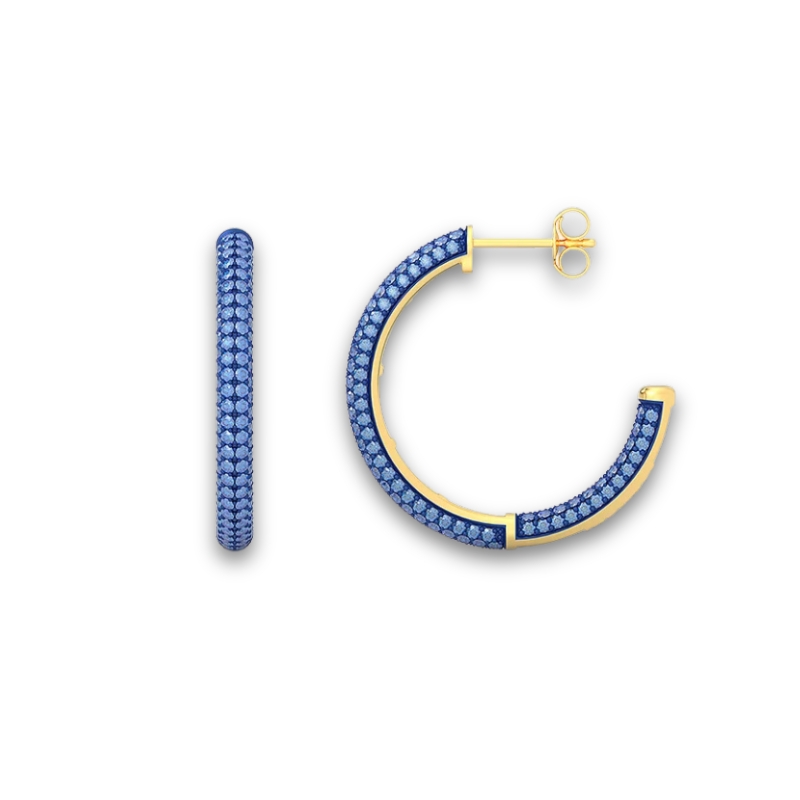 YGP Small Hoop Earrings w/ Blue 