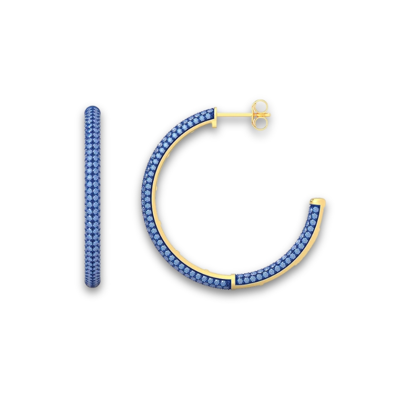 YGP Medium Hoops w/ Blue 