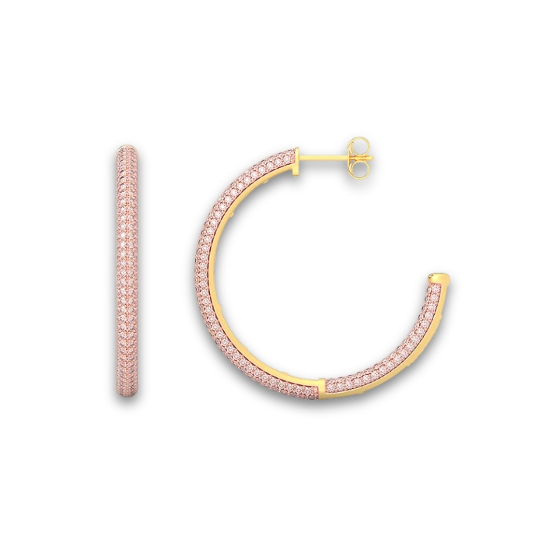 YGP Medium Hoops w/ Pink Happy Zircons