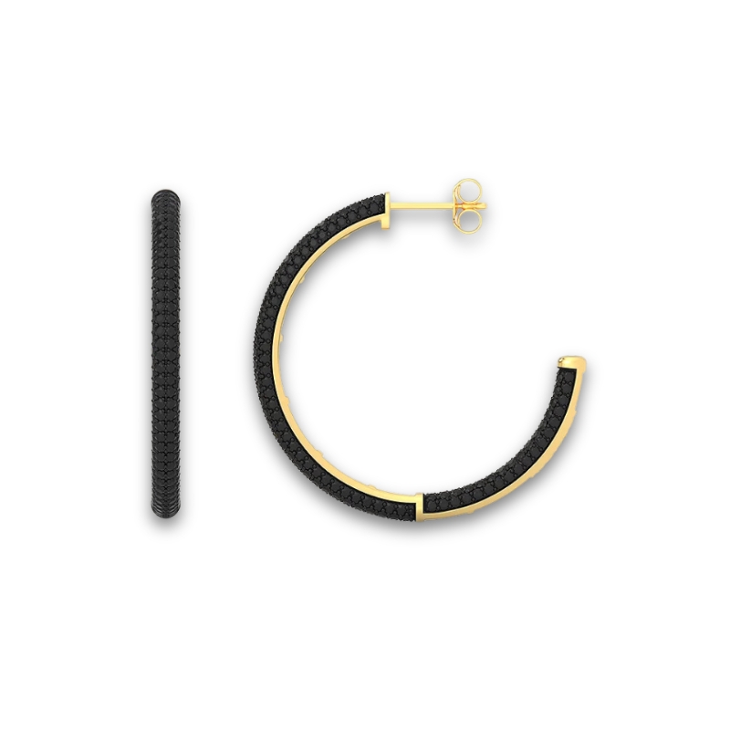 YGP Medium Hoops w/ Black Happy Zircons