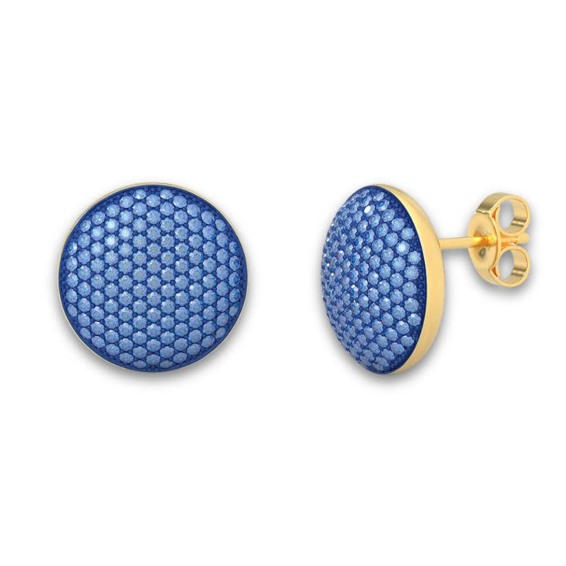 YGP Medium Sphere Stud Earrings w/ Blue 