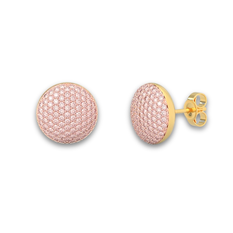 YGP Small Sphere Stud Earring w/ Pink Happy Zircons