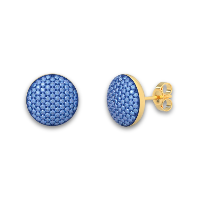 YGP Small Sphere Stud Earring w/ Blue Happy Zircons