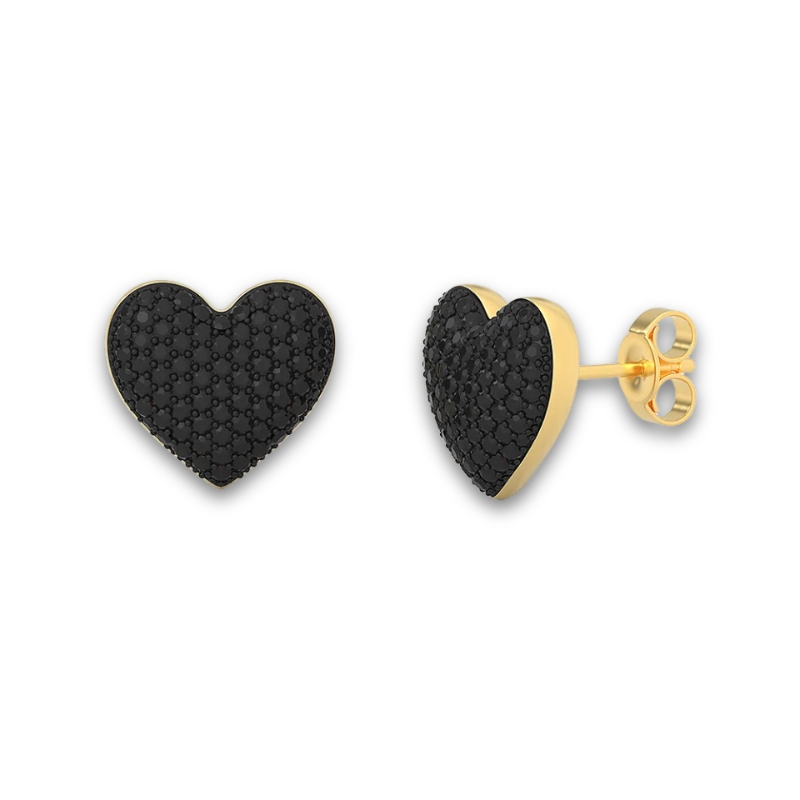 YGP Small Heart Stud Earring w/ Black 