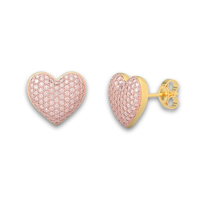 YGP Small Heart Stud Earring w/ Pink 