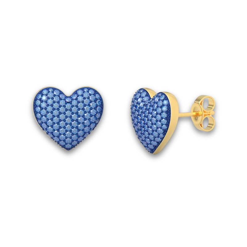 ELLA STEIN Blue Zircon Heart Stud Earrings