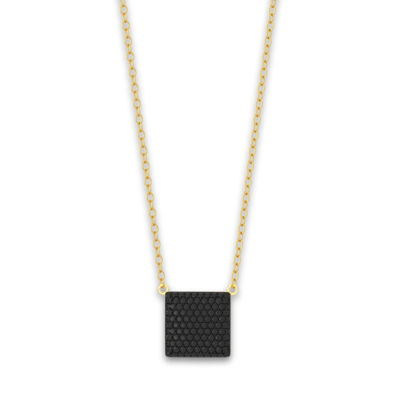 YGP Small Cube Pendant Necklace w/ Black 