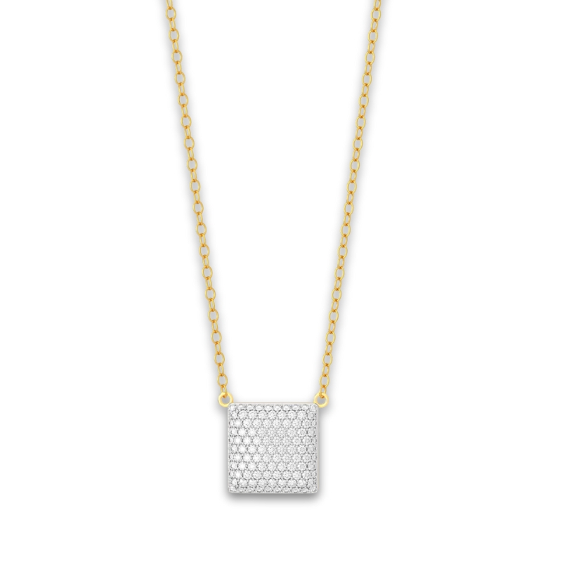 YGP Small Cube Pendant Necklace w/ Clear 