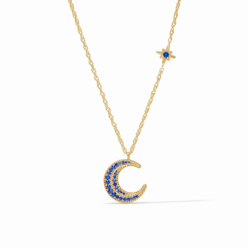 Luna Delicate Necklace w/ Sapphire Blue CZ