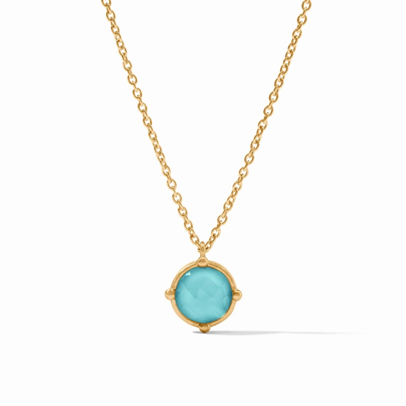 Honeybee Solitaire Necklace - Iridescent Bahamian Blue