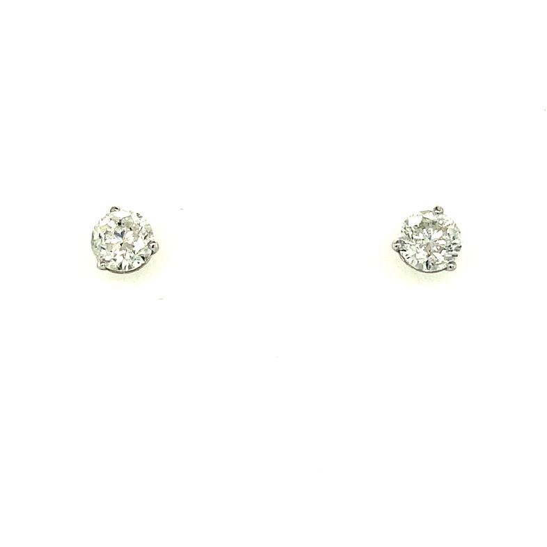 14K WHITE GOLD STUD DIAMOND EARRINGS WITH 2=1.01TW ROUND G-H I1-I2 DIAMONDS