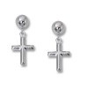 14KT WHITE GOLD DANGLE CROSS EARRINGS