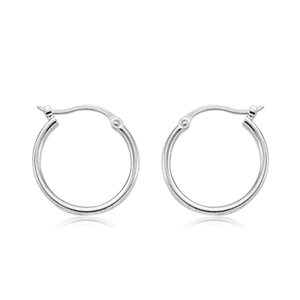 14 KARAT WHITE GOLD 1.5 X 15MM HOOP EARRINGS