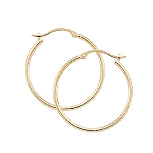 14K YELLOW GOLD 1.5 X 20MM HOOP EARRINGS