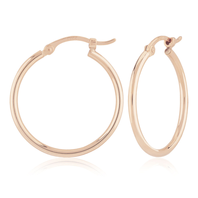 14K ROSE GOLD 1.5MM X 20MM HOOP EARRINGS