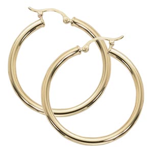 14K YELLOW GOLD 2.5 X 30MM HOOP EARRINGS