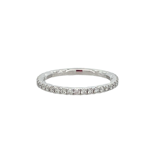 PLATINUM PAVE' DIAMOND WEDDING BAND SIZE 6.5 WITH 28=0.34TW ROUND G VS2 DIAMONDS   (3.00 GRAMS)