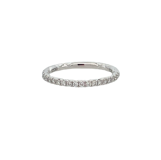 PLATINUM PAVE' DIAMOND WEDDING BAND SIZE 6.5 WITH 19=0.23TW ROUND G VS2 DIAMONDS   (2.72 GRAMS)